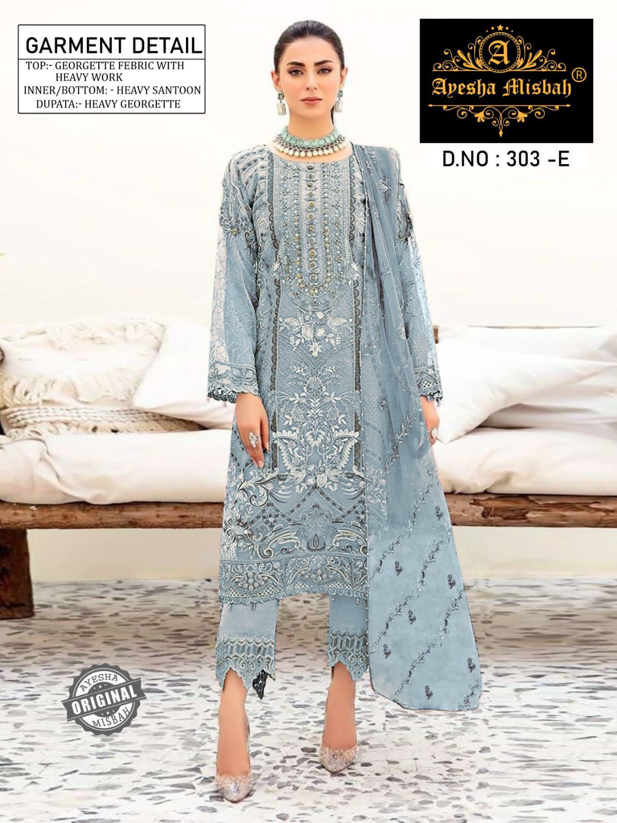 Misbah 303 By Ayesha Georgette Pakistani Suits Wholesale Price In Surat
